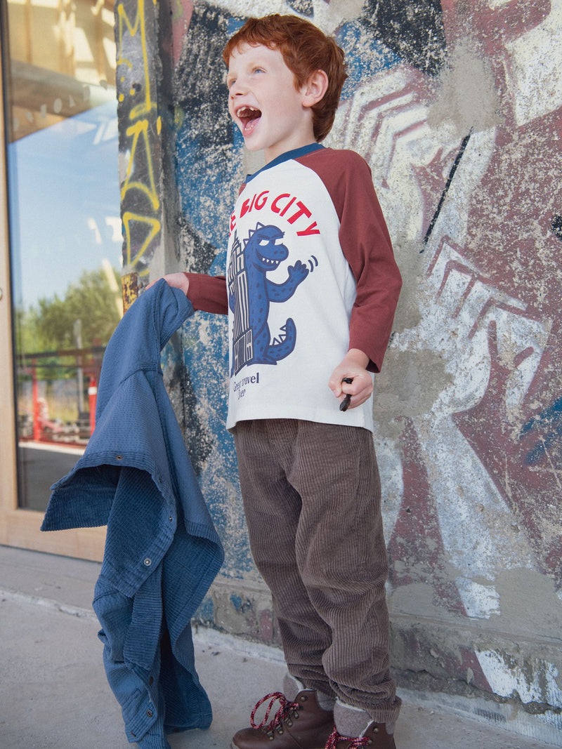 Camiseta de manga larga con animación de dinosaurio para niño