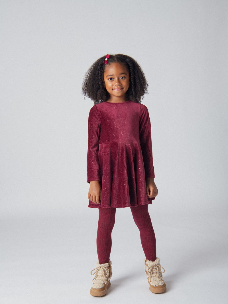 Vestido de Purpura con Mangas Largas y Brillos para Niñas
