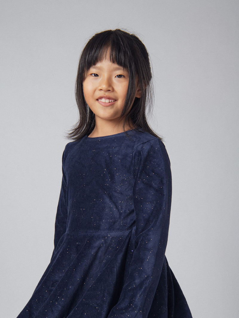 Robe marine en velours à paillettes pour fille