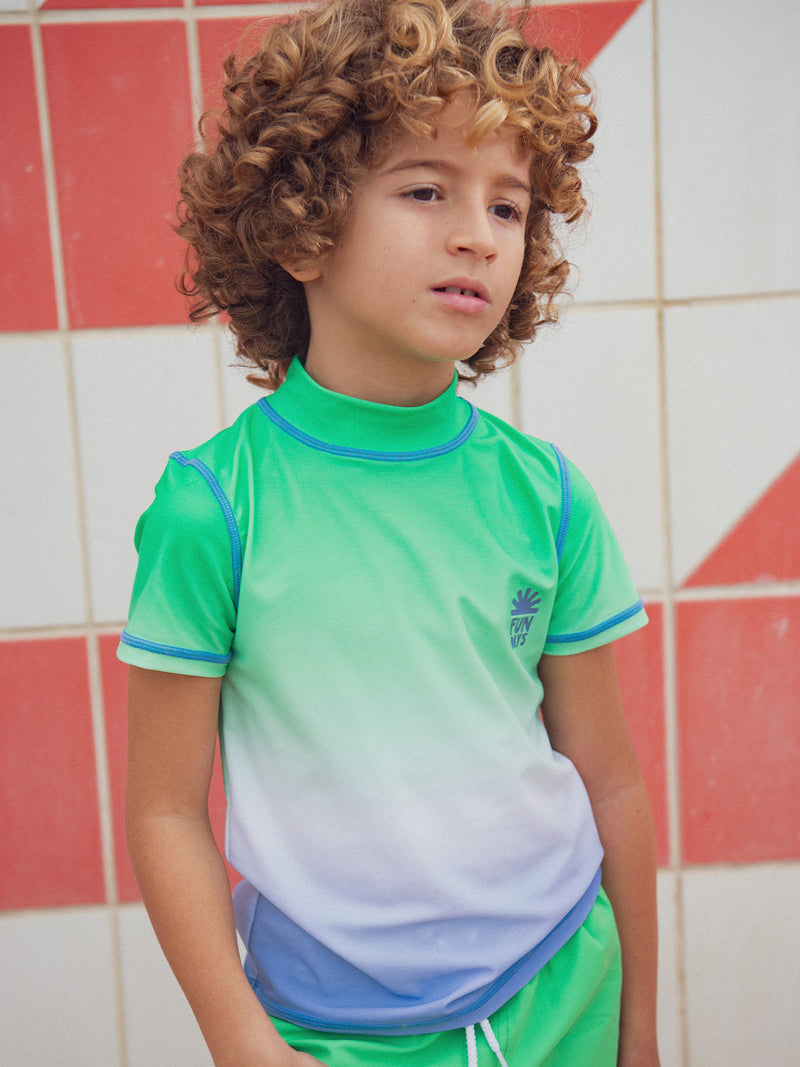 Camiseta de baño UPF 50+ bicolor tie&dye para niño