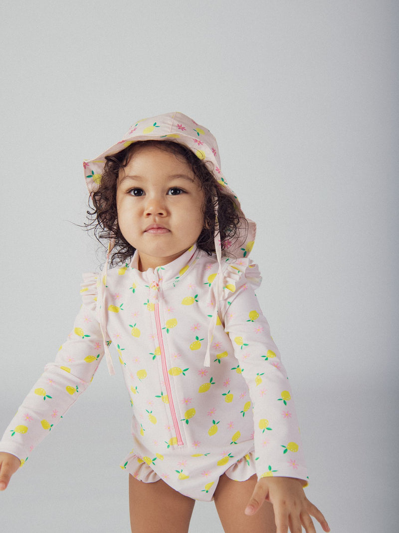Traje de baño UPF 50+ con estampado de limones para bebés niñas