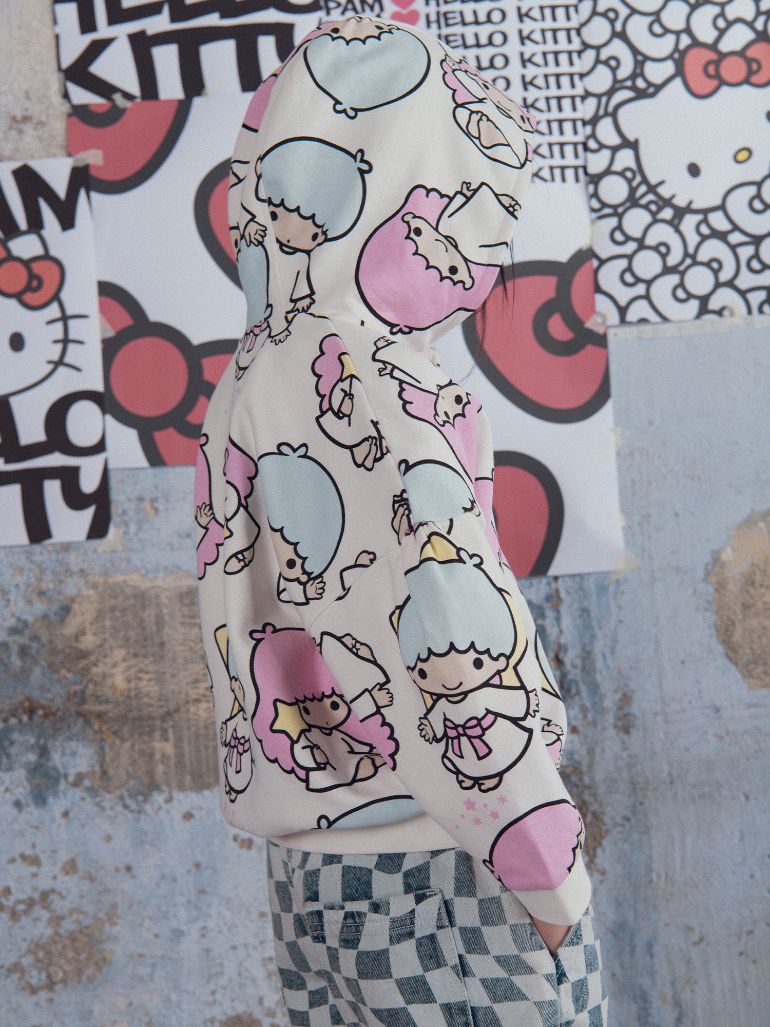 Sweat blanc imprimé Little Twin Stars