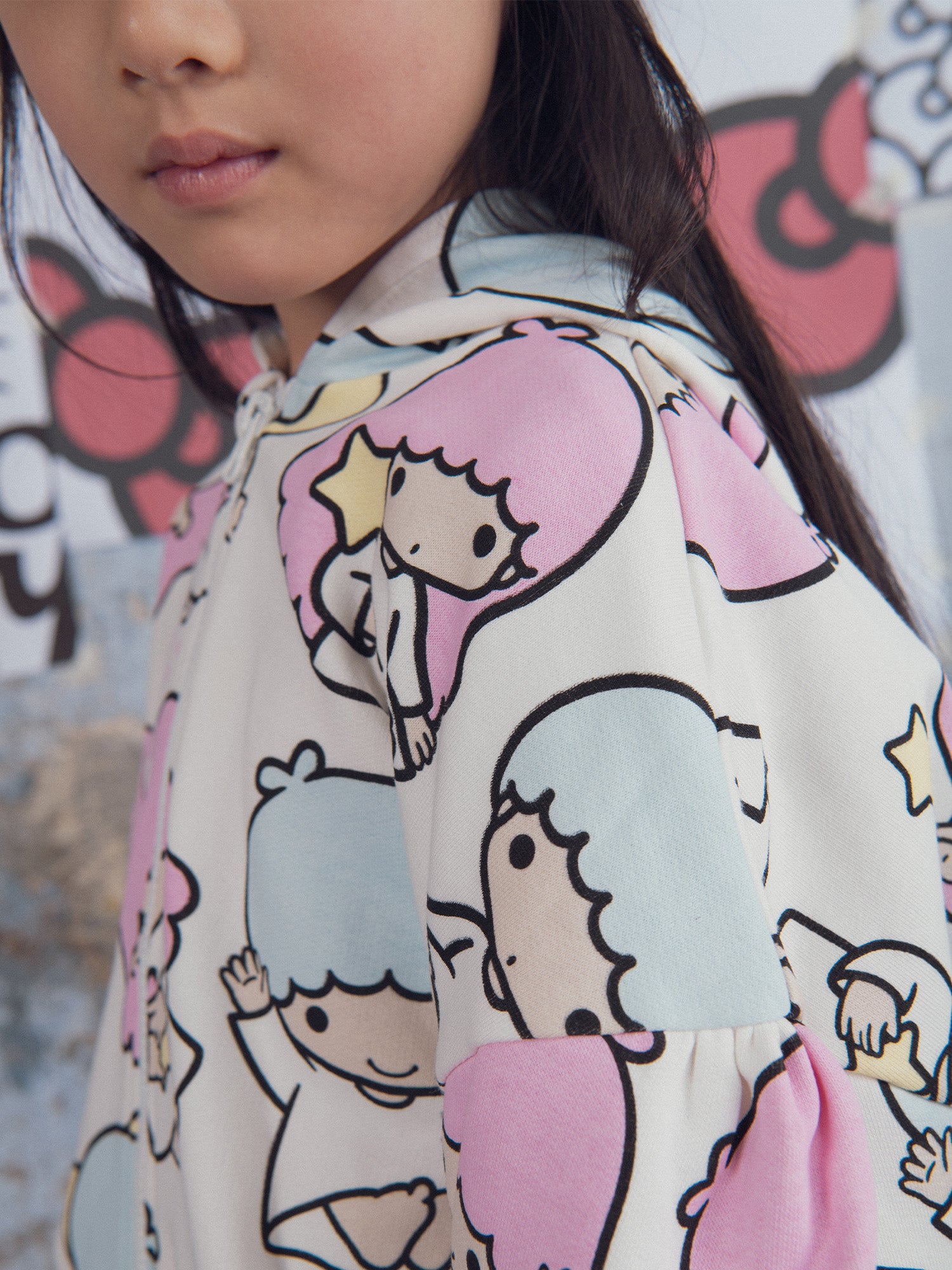 Sweat blanc imprimé Little Twin Stars