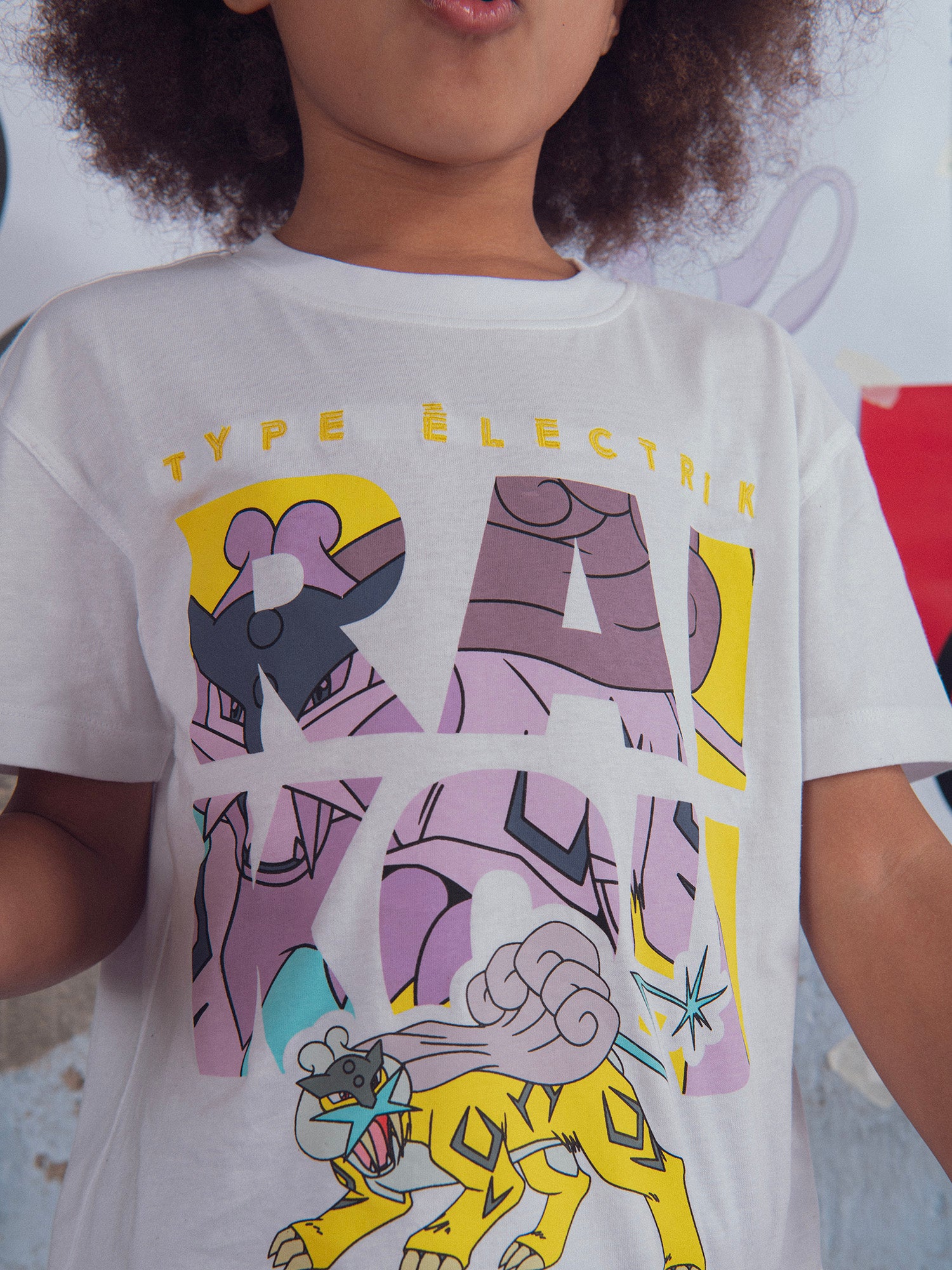 T-shirt blanc animation Pokémon Raikou