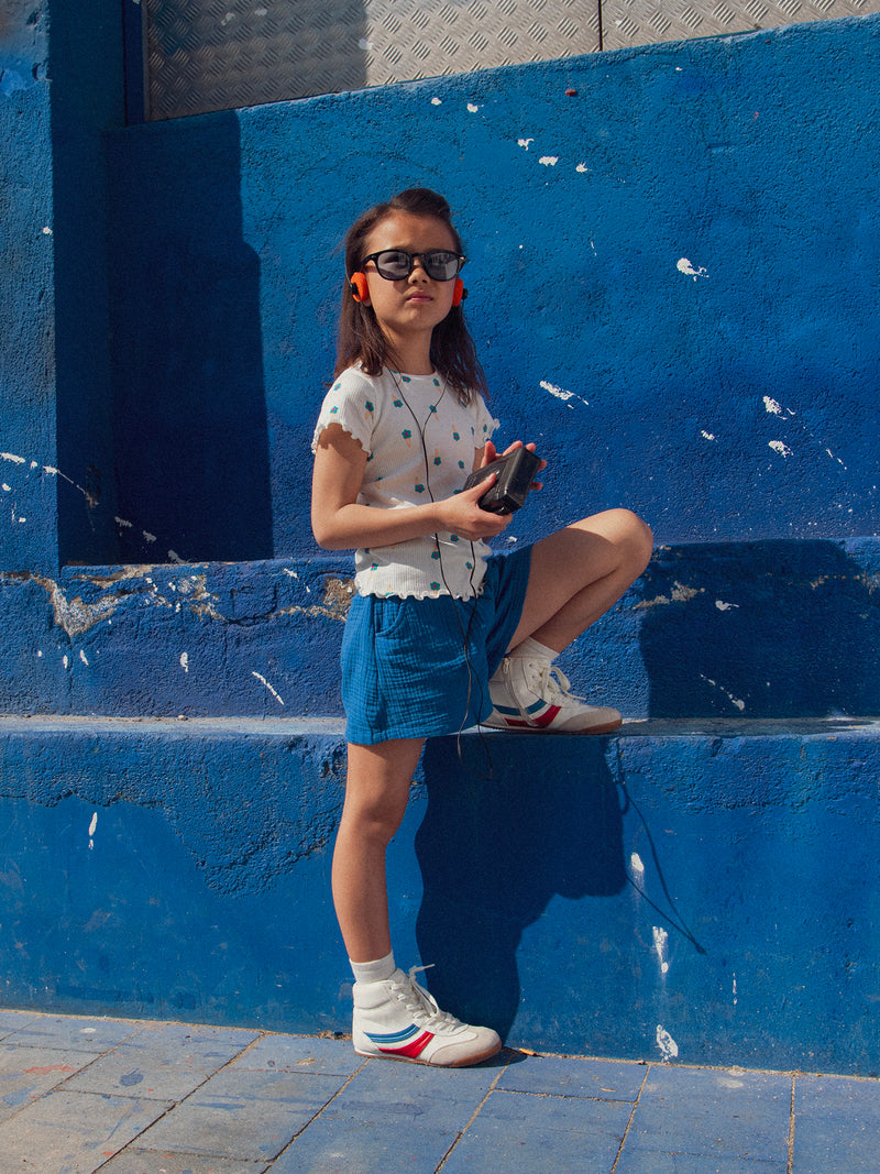 Pantalones cortos azul marino con bolsillos para chicas