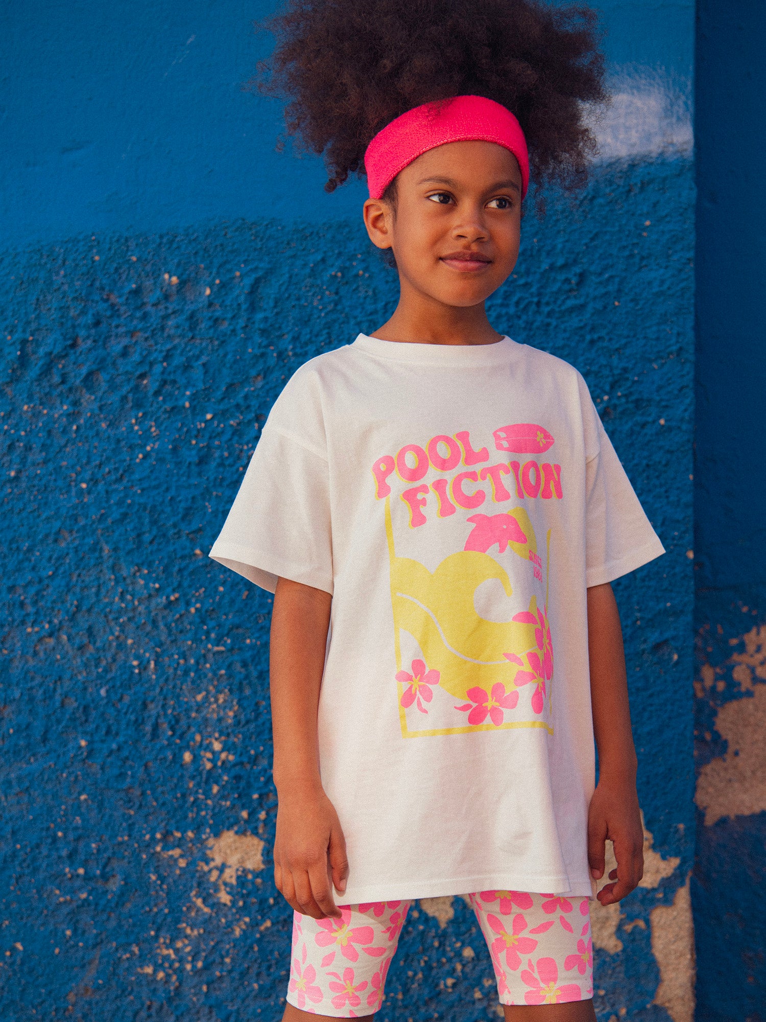 Camiseta oversize ecru animación de playa para chicas