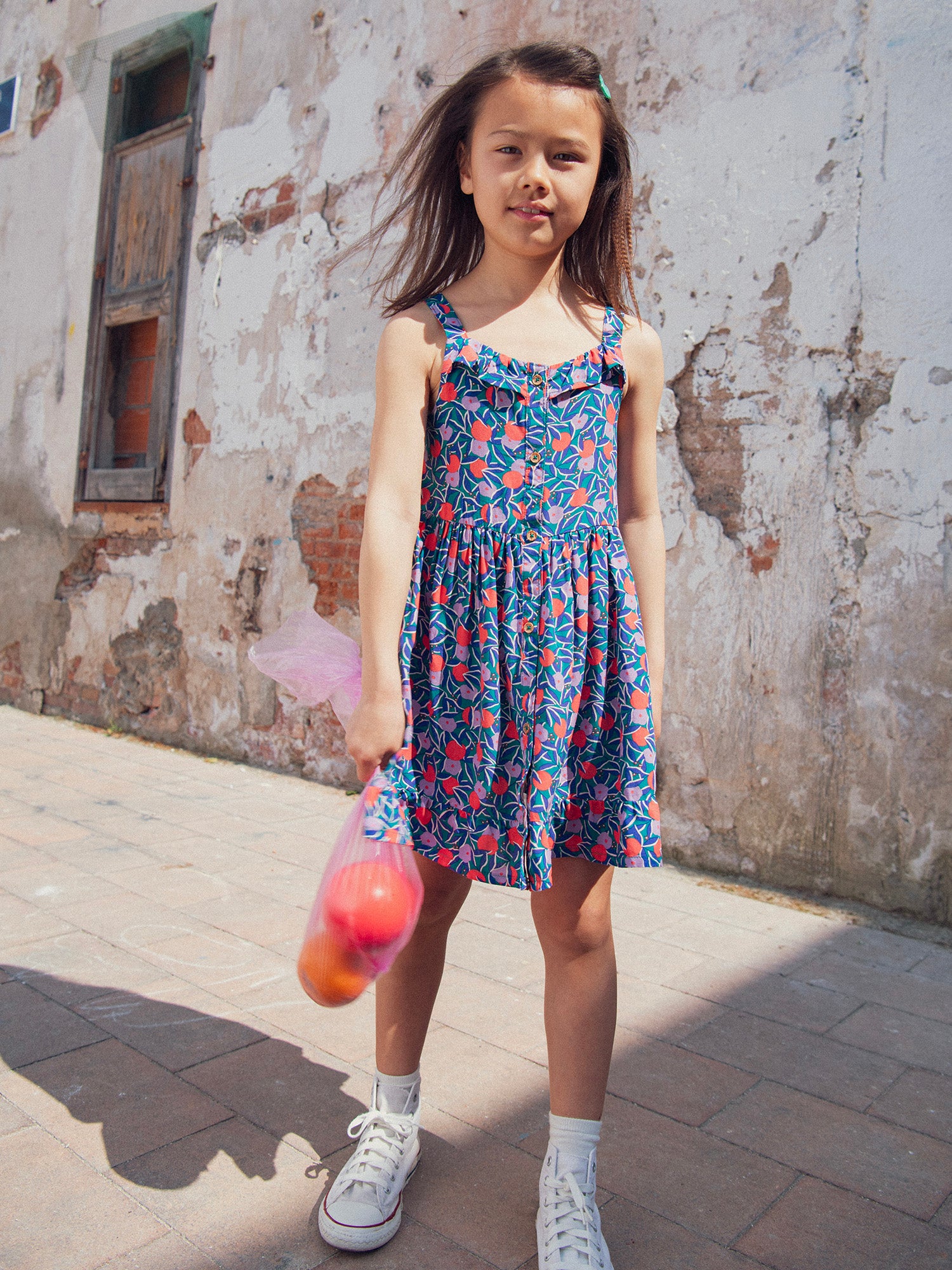Vestido sin mangas con estampado floral para niñas