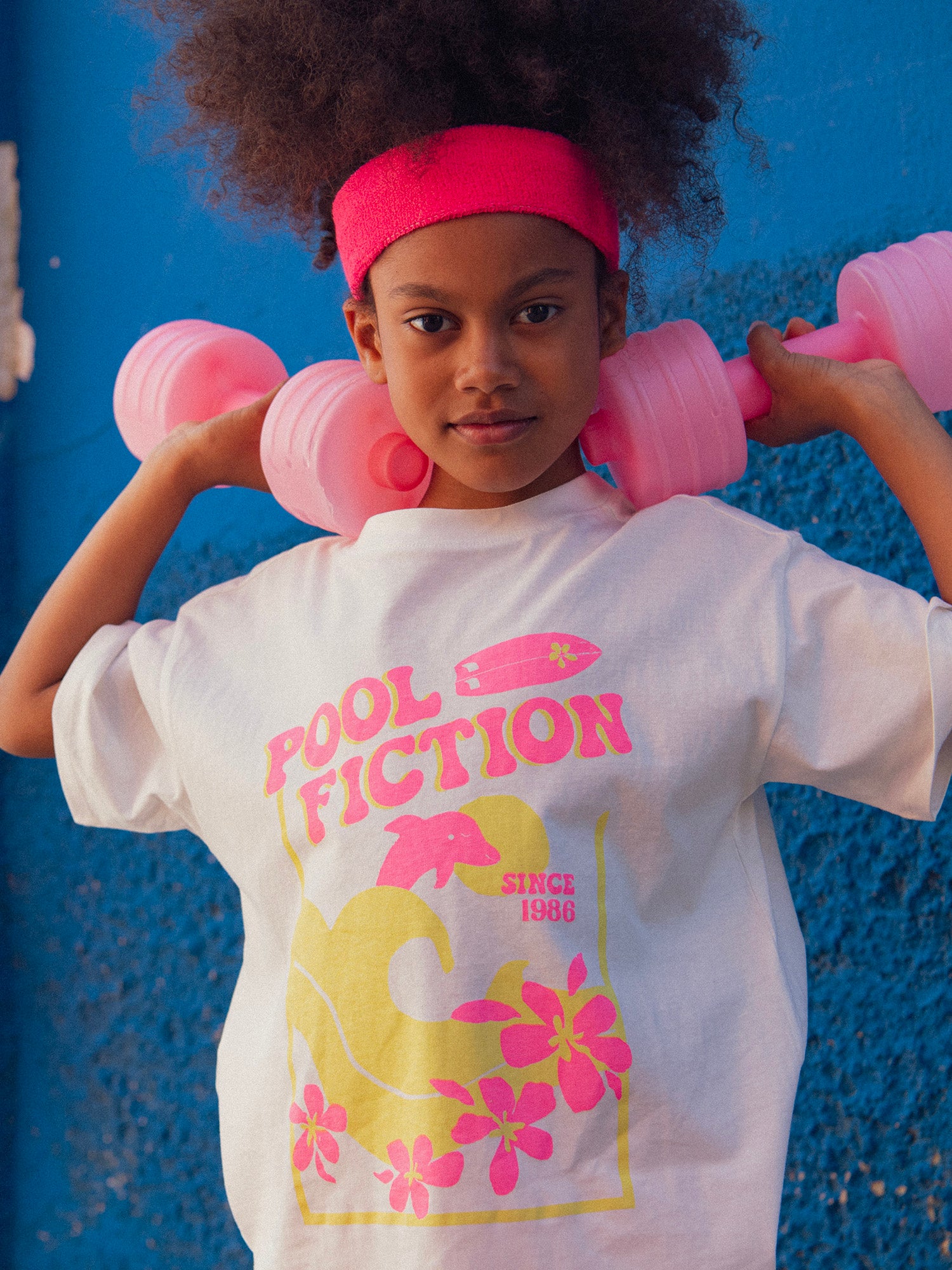 Camiseta oversize ecru animación de playa para chicas