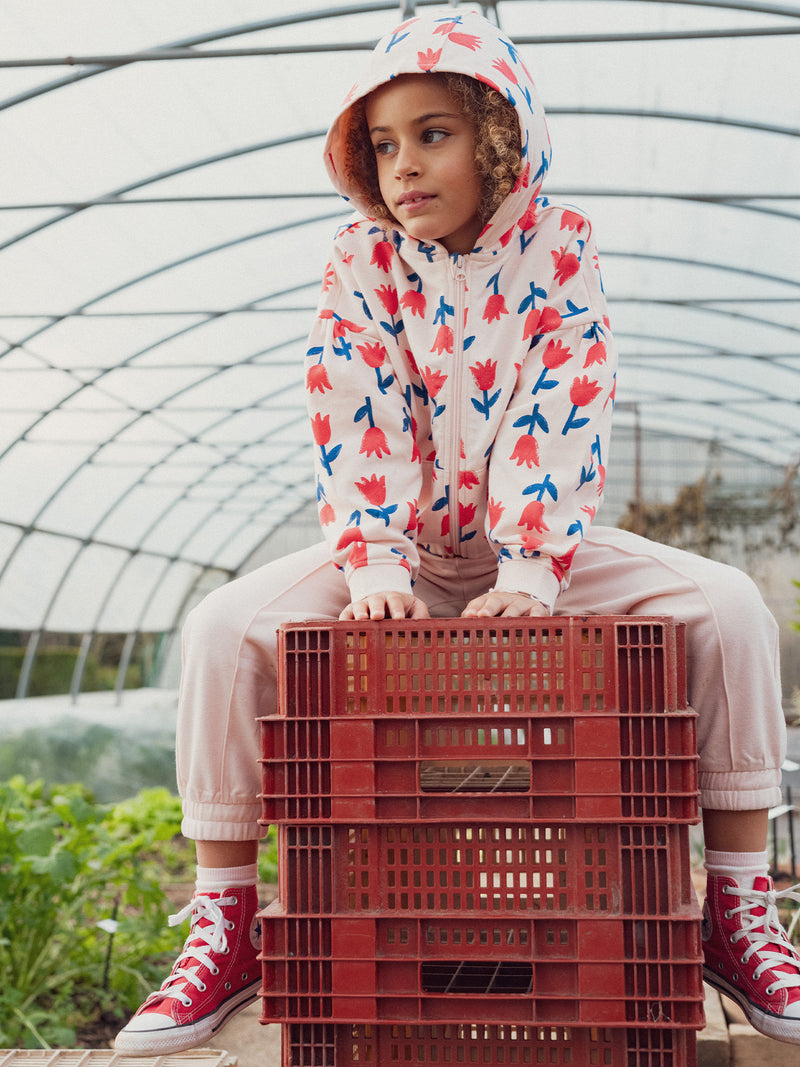 Blusa de jogging rosa con coquelicots para niñas