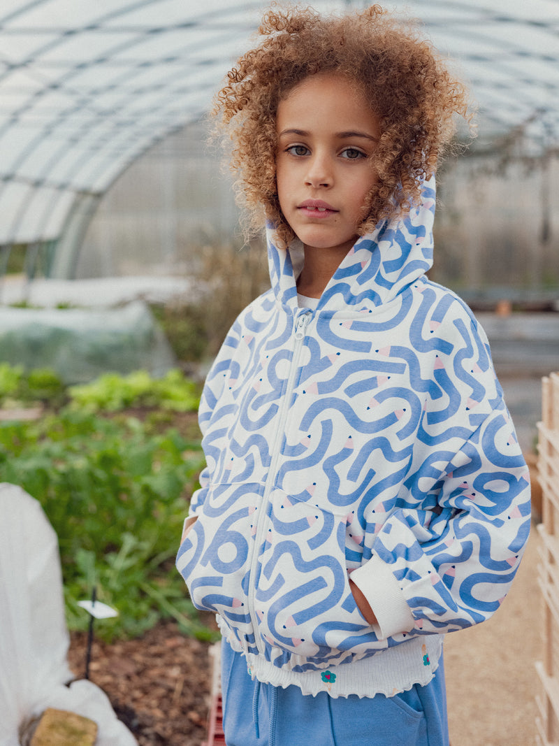 Sudadera ecru con estampado de lápices para chicas