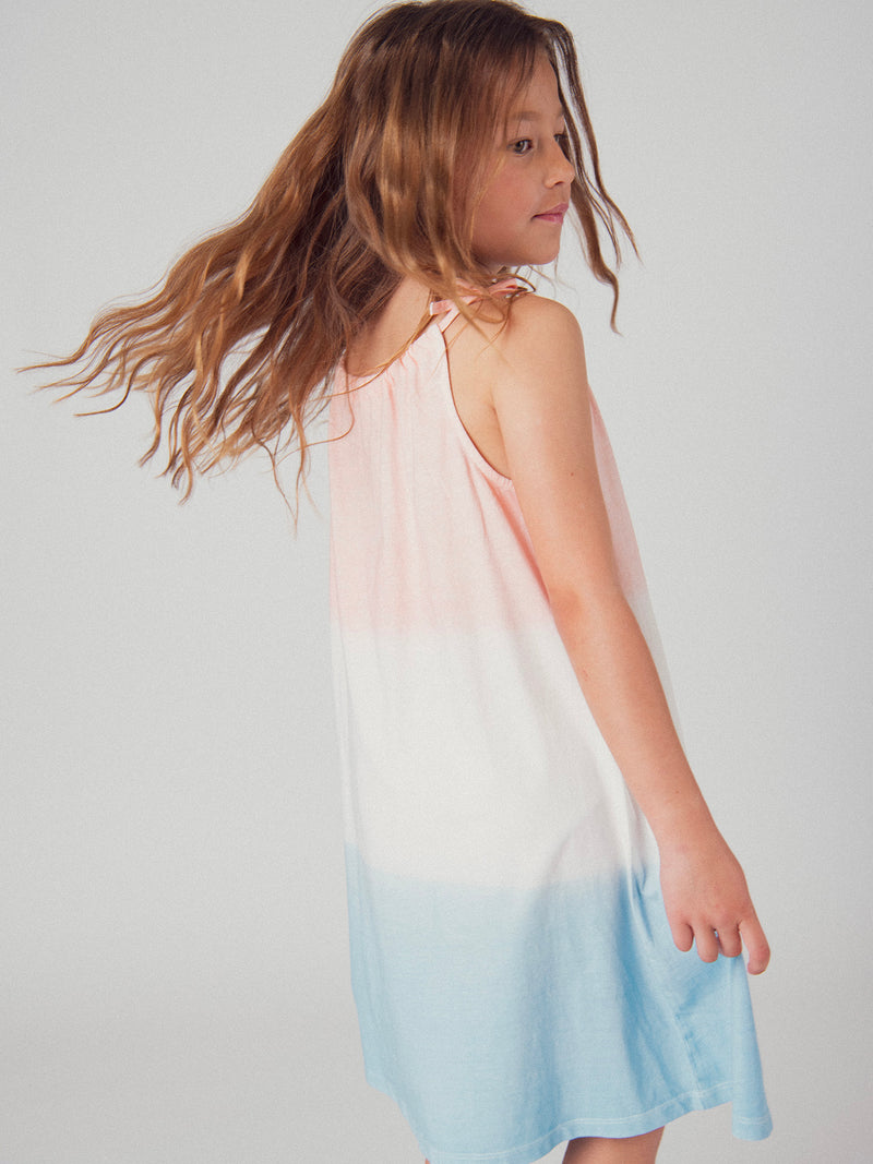 Vestido de tirantes con estampado tie and dye para niña