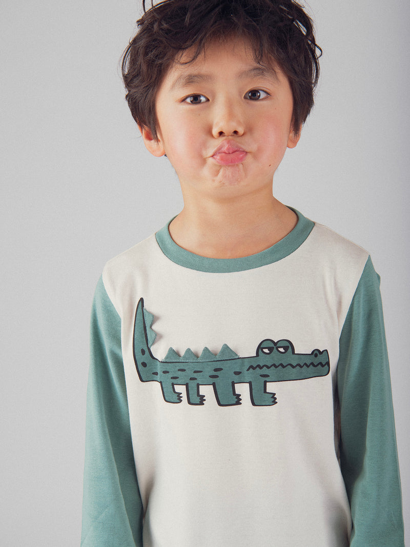 Pijama bicolor de cocodrilo para niño