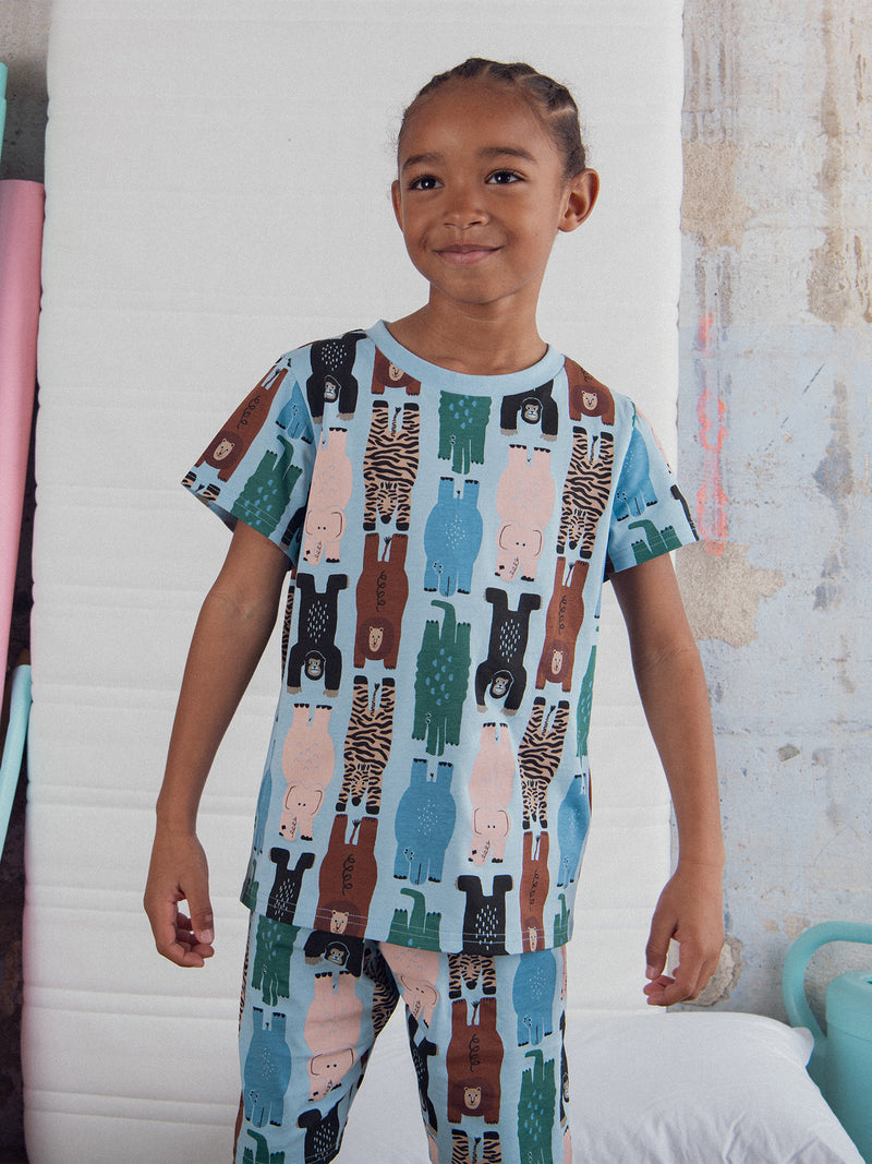 Pijama corto impreso "Jungle Party" para niño