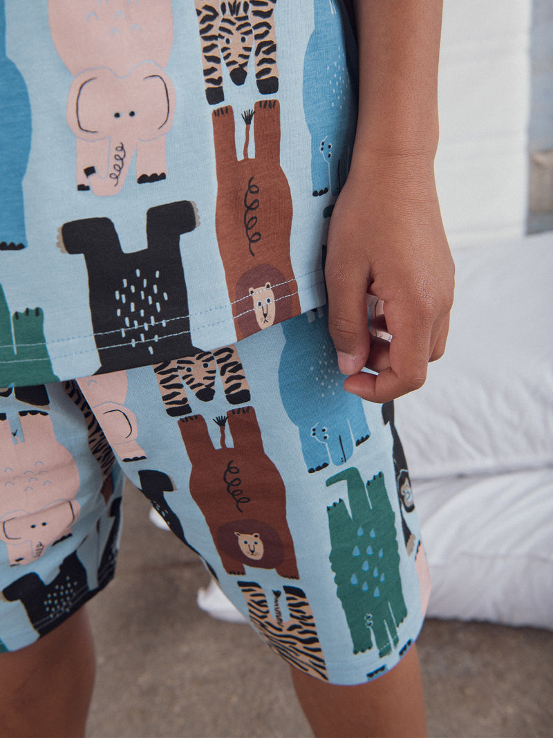 Pijama corto impreso "Jungle Party" para niño