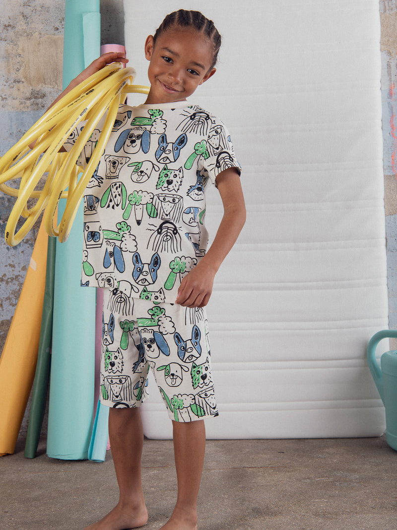 Pijama Corto Impreso "Retratos de Perros" para Niño