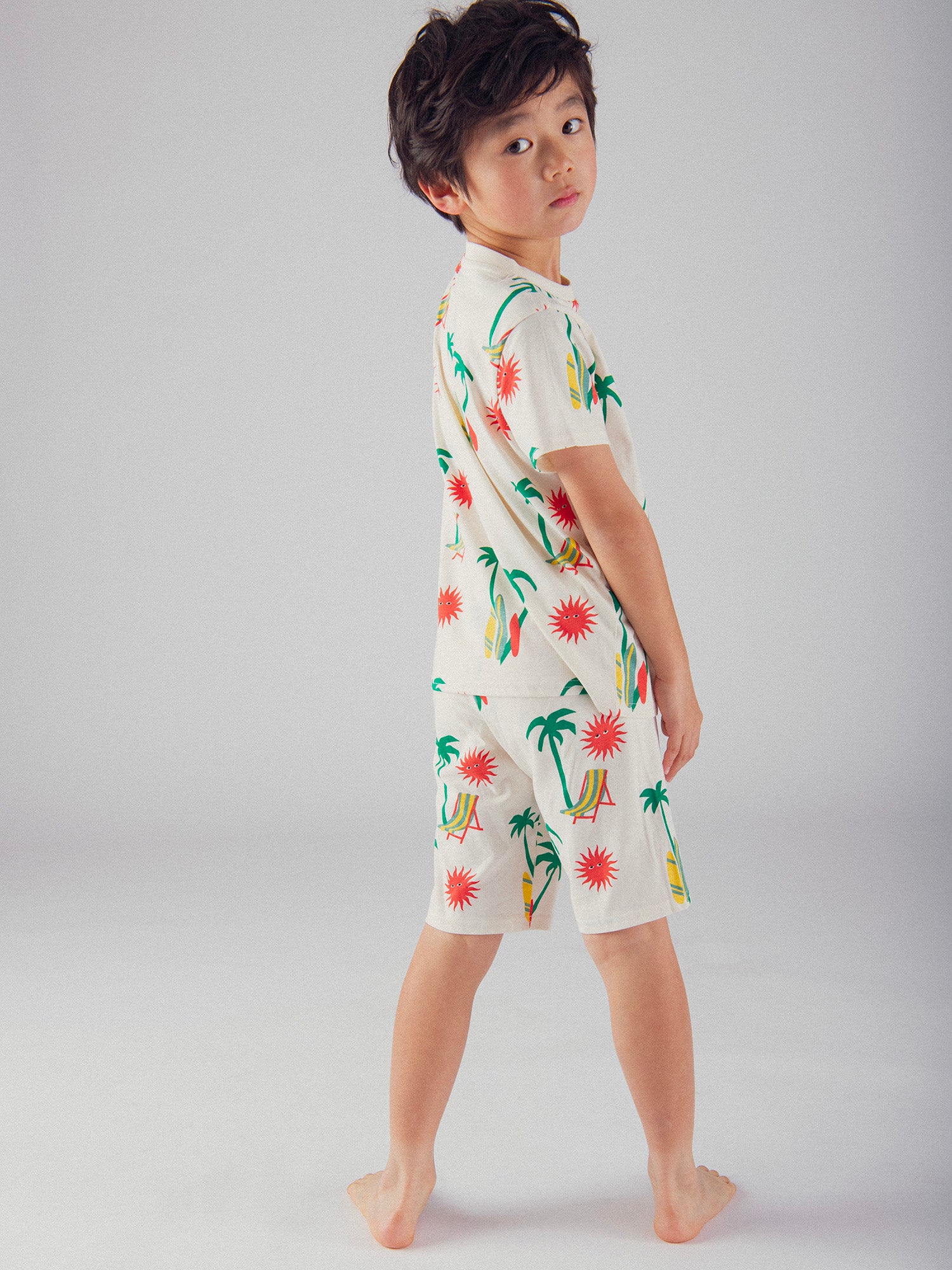 Pijama Corto Impreso "Playa Tropical" para Niño