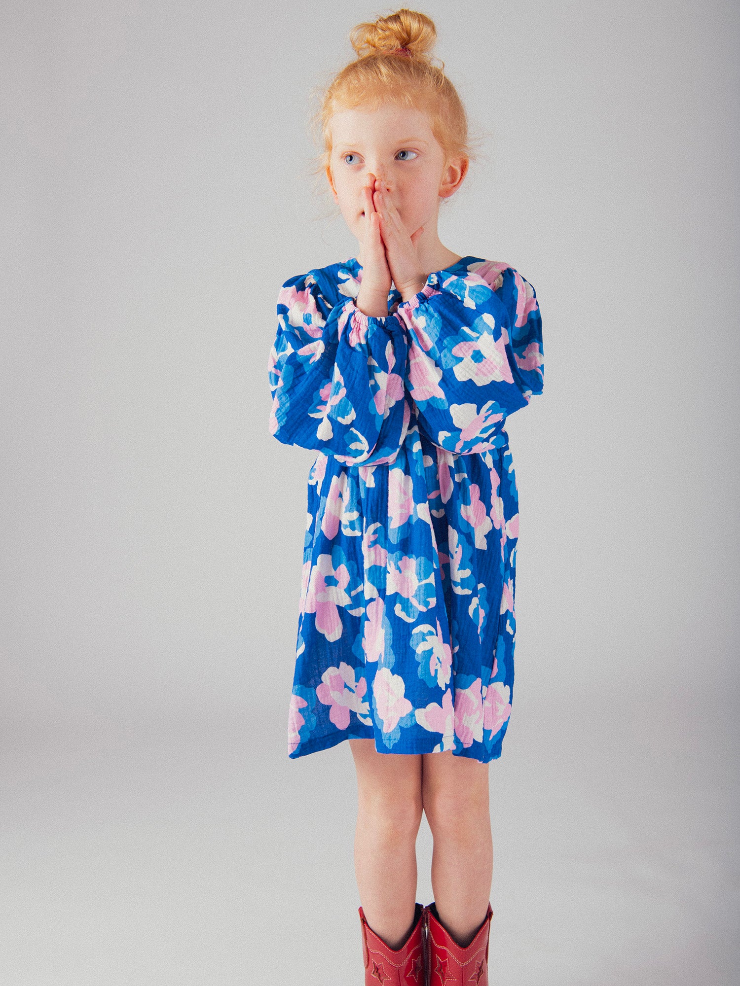 Robe bleue imprimé floral pour fille