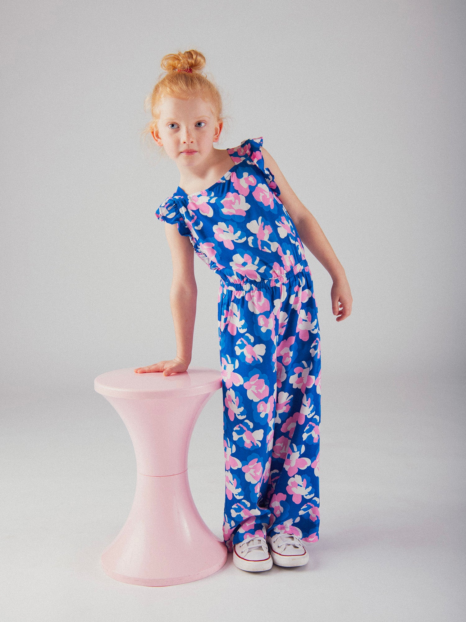 Combinaison bleue imprimé floral pour fille
