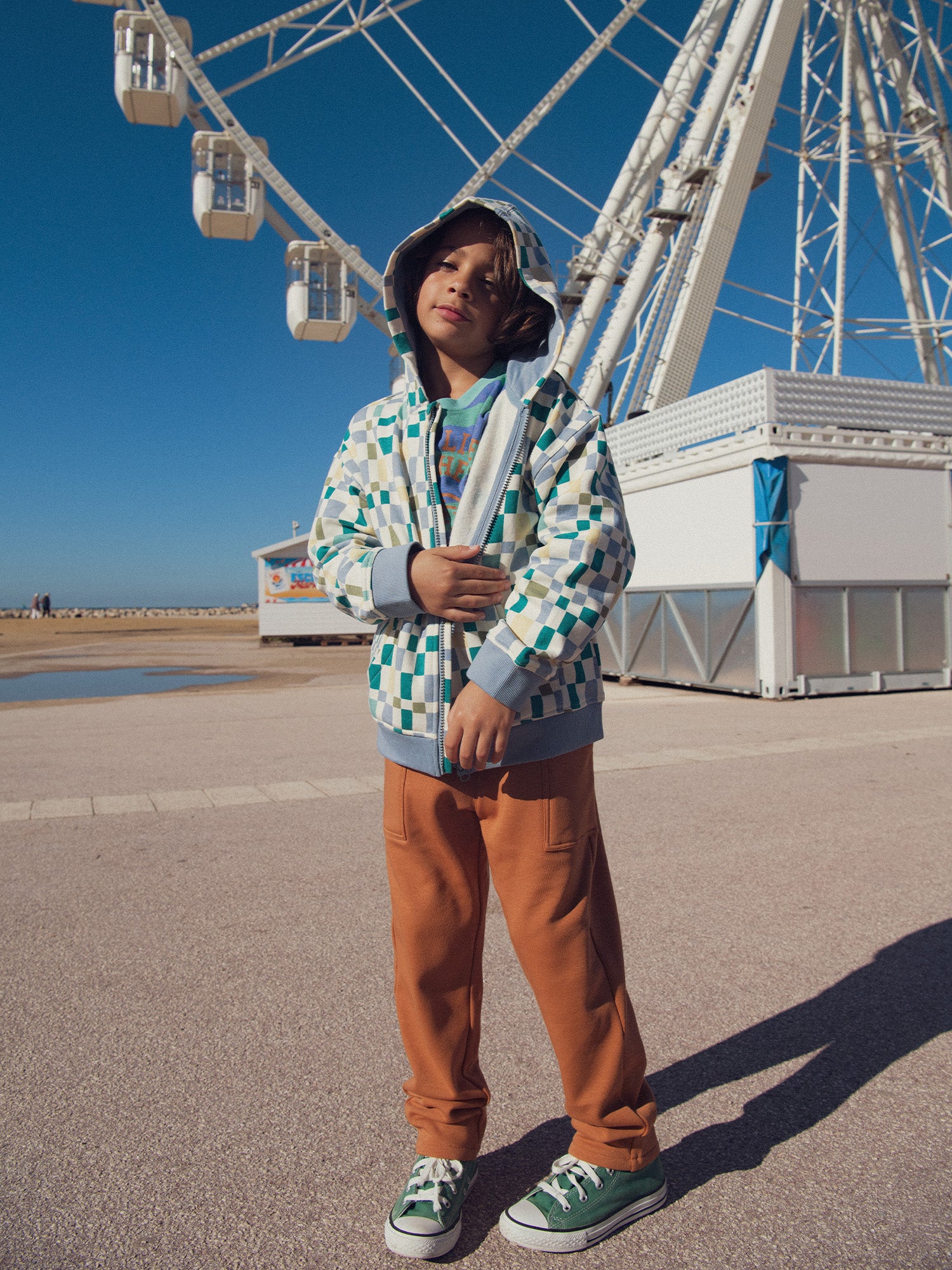 Pantalon en molleton marron  doublé chaud pour garçon