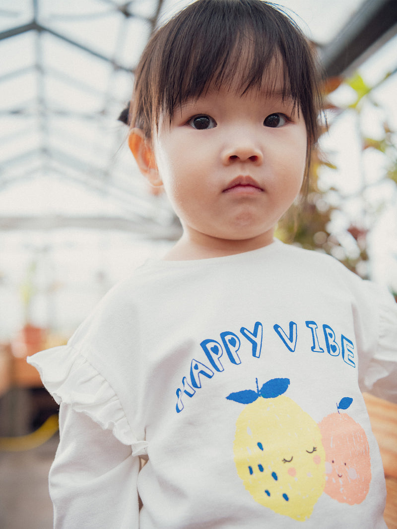 Camiseta con Mangas Volantes Motivo Fruta para Bebé Niña