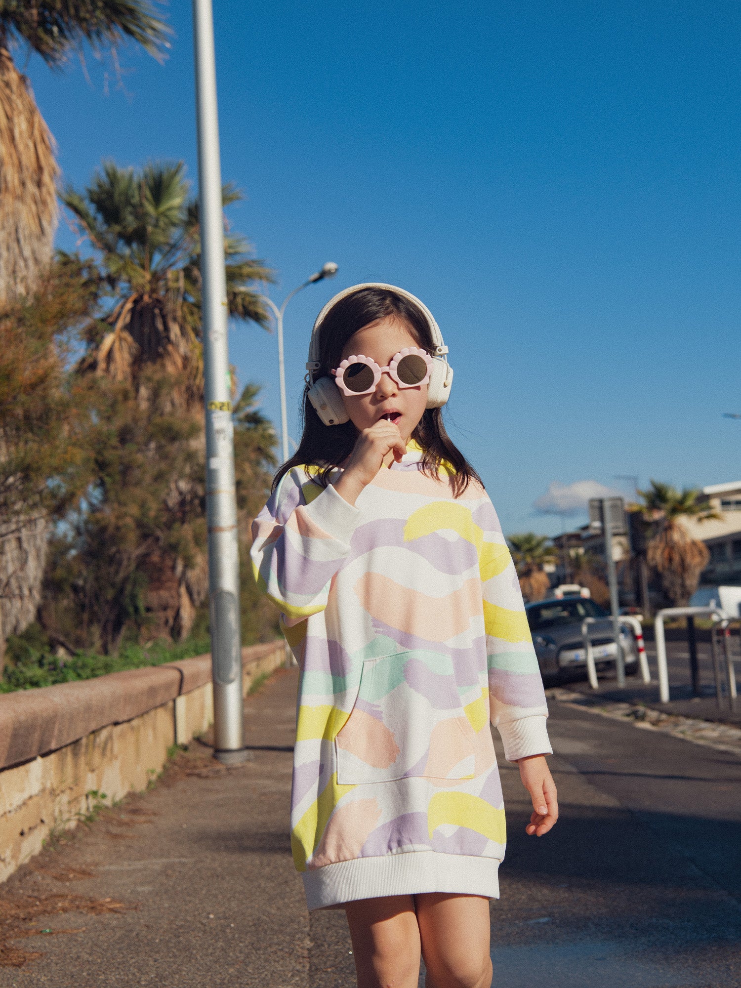 Robe sweat imprimé coloré pour fille