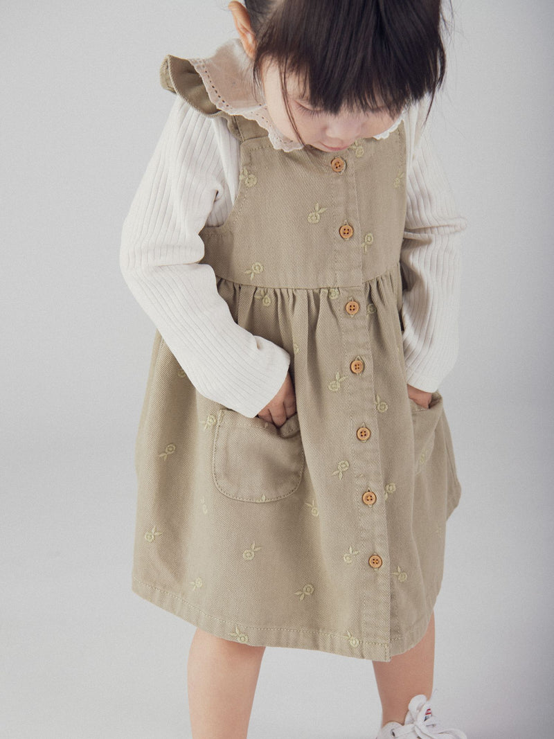 Peto vestido con bordados de flores para bebé niña