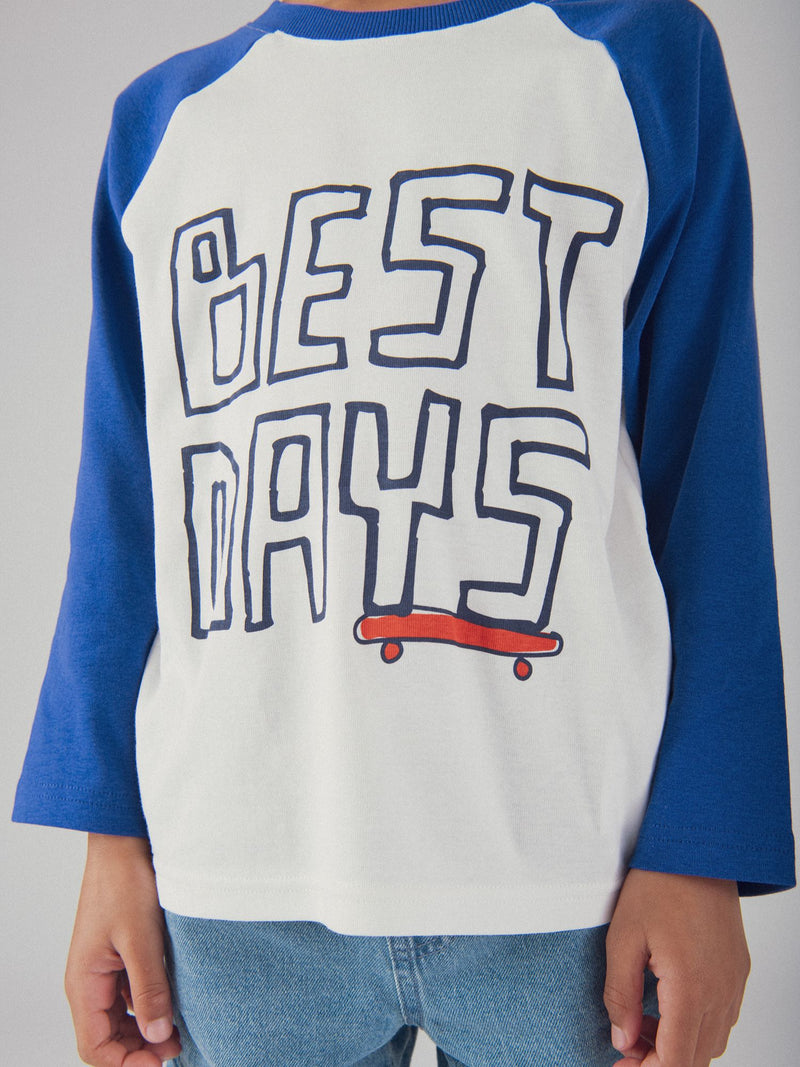 Camiseta de Mangas Largas Azul y Blanca para Niño