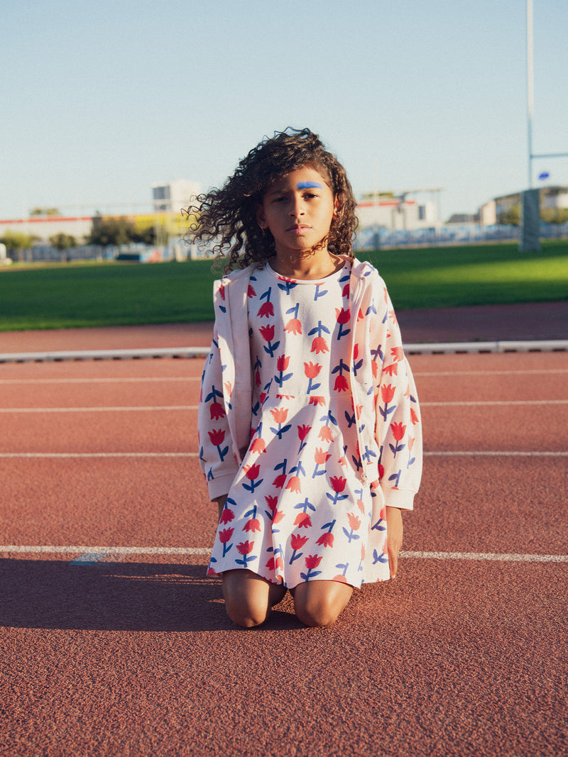 Vestido Skater de Manga Larga con Estampado Floral para Niñas