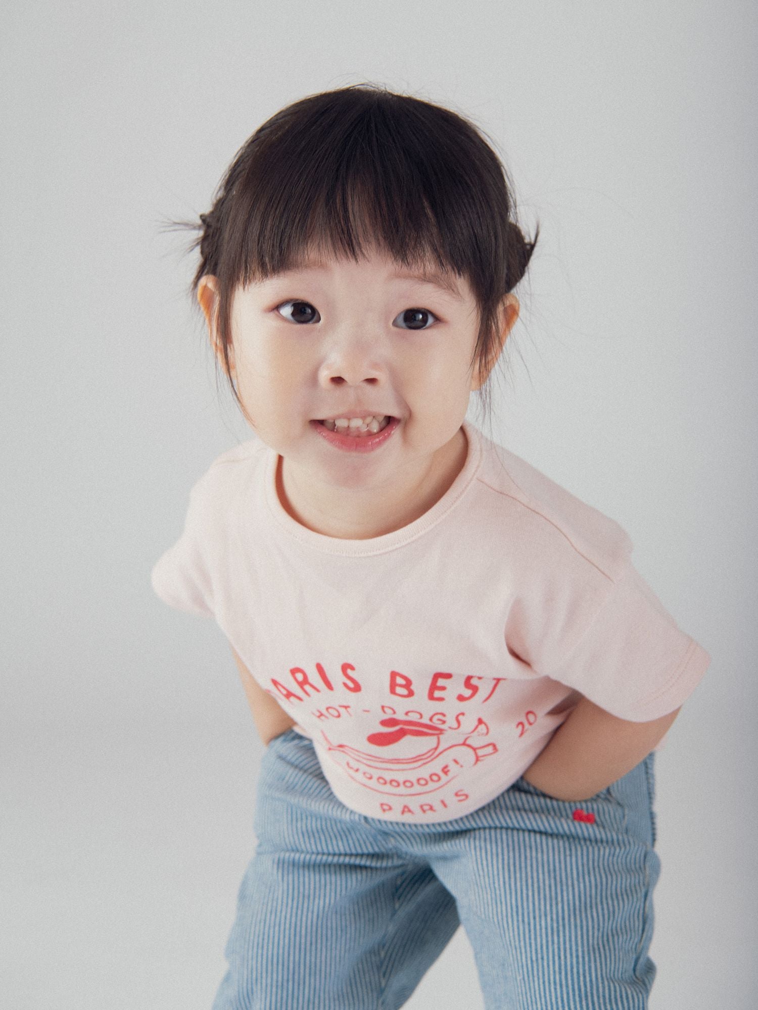 Camiseta rosa con motivo "Paris Hot-Dogs" para bebé niña