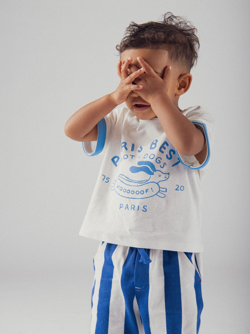 Pantalones a rayas azules y blancas para bebé niño