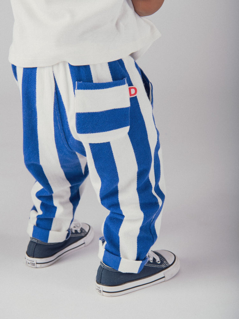 Pantalones a rayas azules y blancas para bebé niño