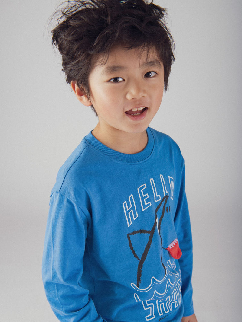 Camiseta de manga larga azul con animación para niño