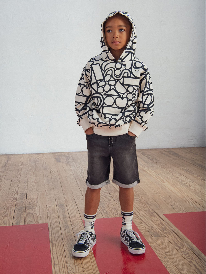 Bermudas de denim gris con llavero para niños
