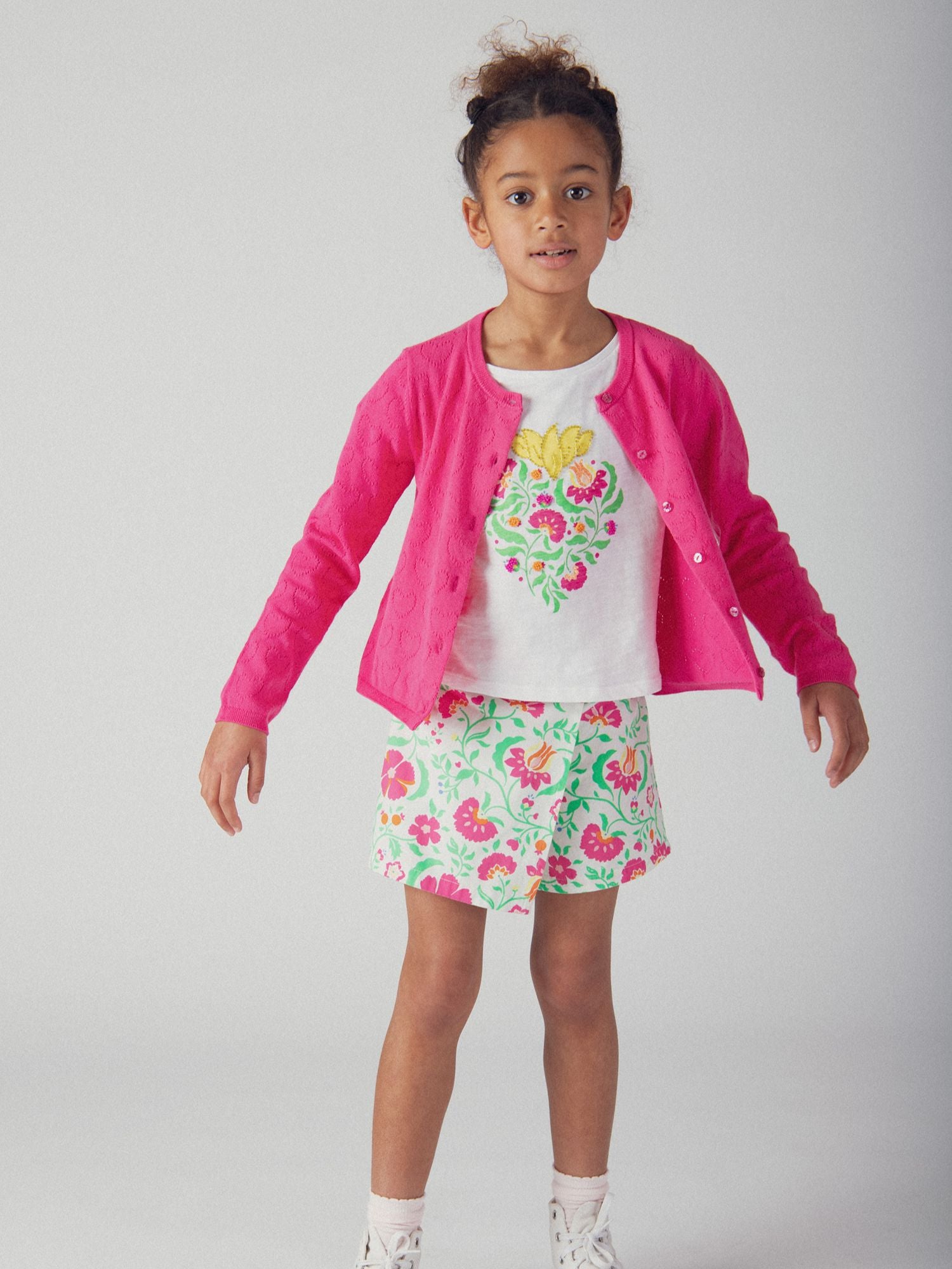 Short blanc à imprimé floral pour fille