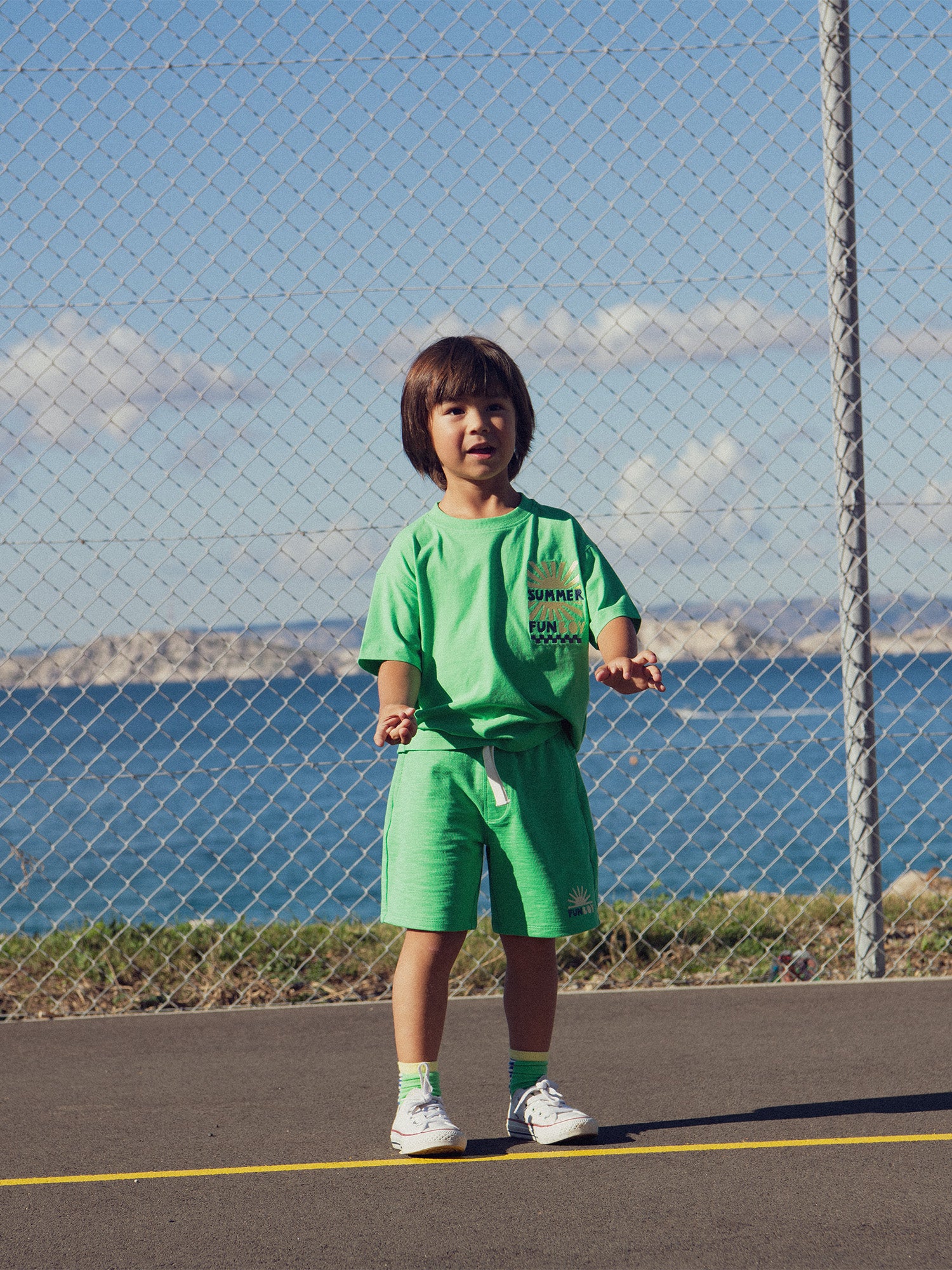 Ensemble vert animation soleil pour garçon