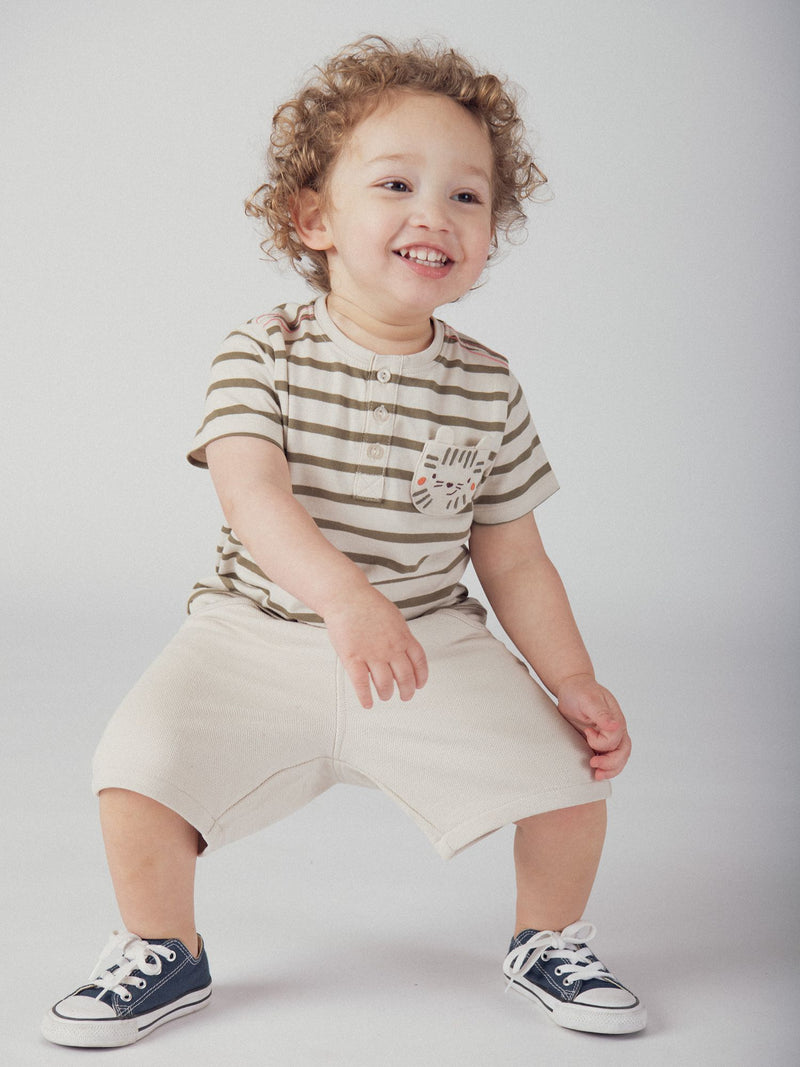 Bermudas beige con estampado de "Tigre" para bebé niño