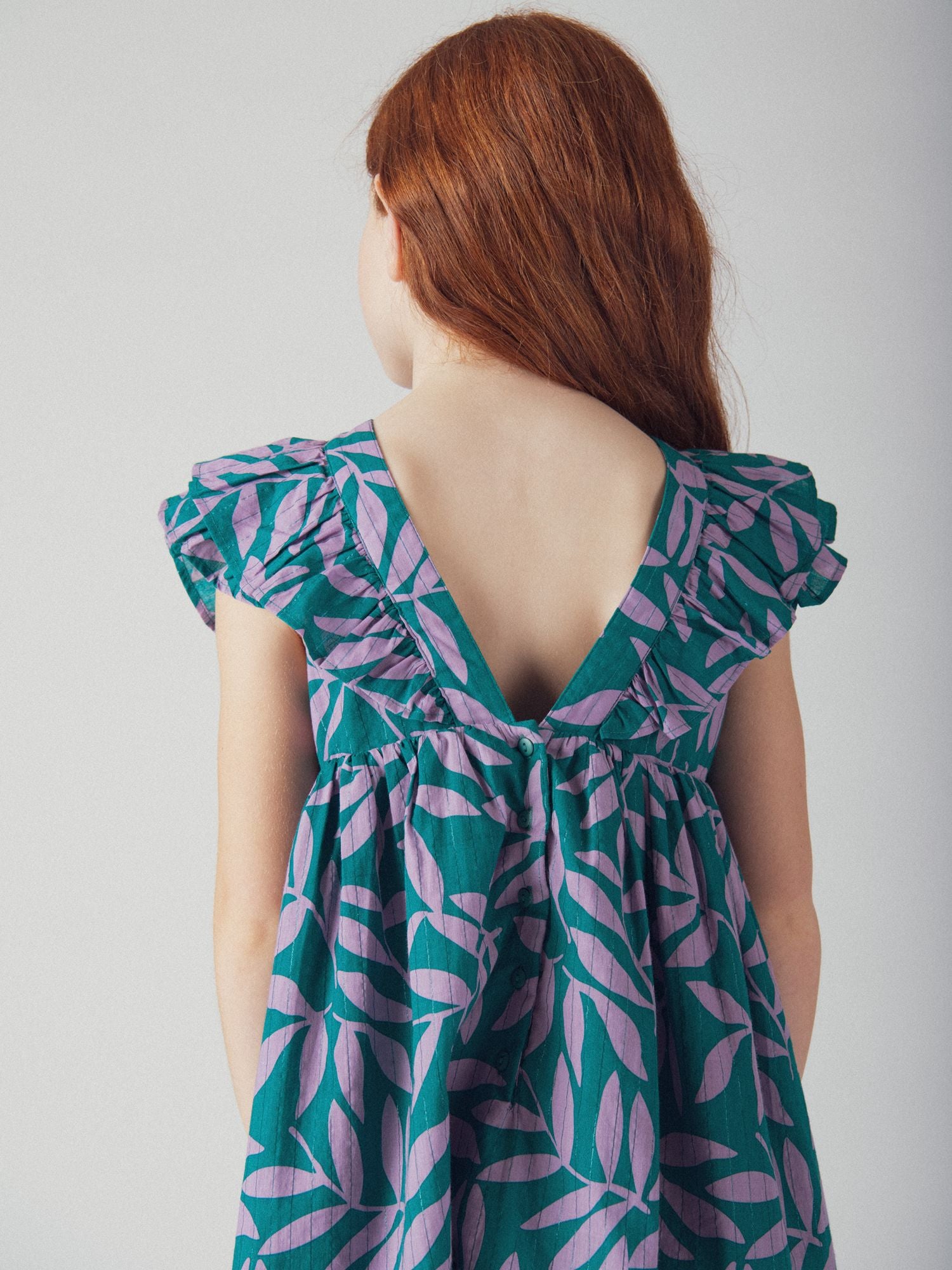 Robe verte à imprimé floral pour fille