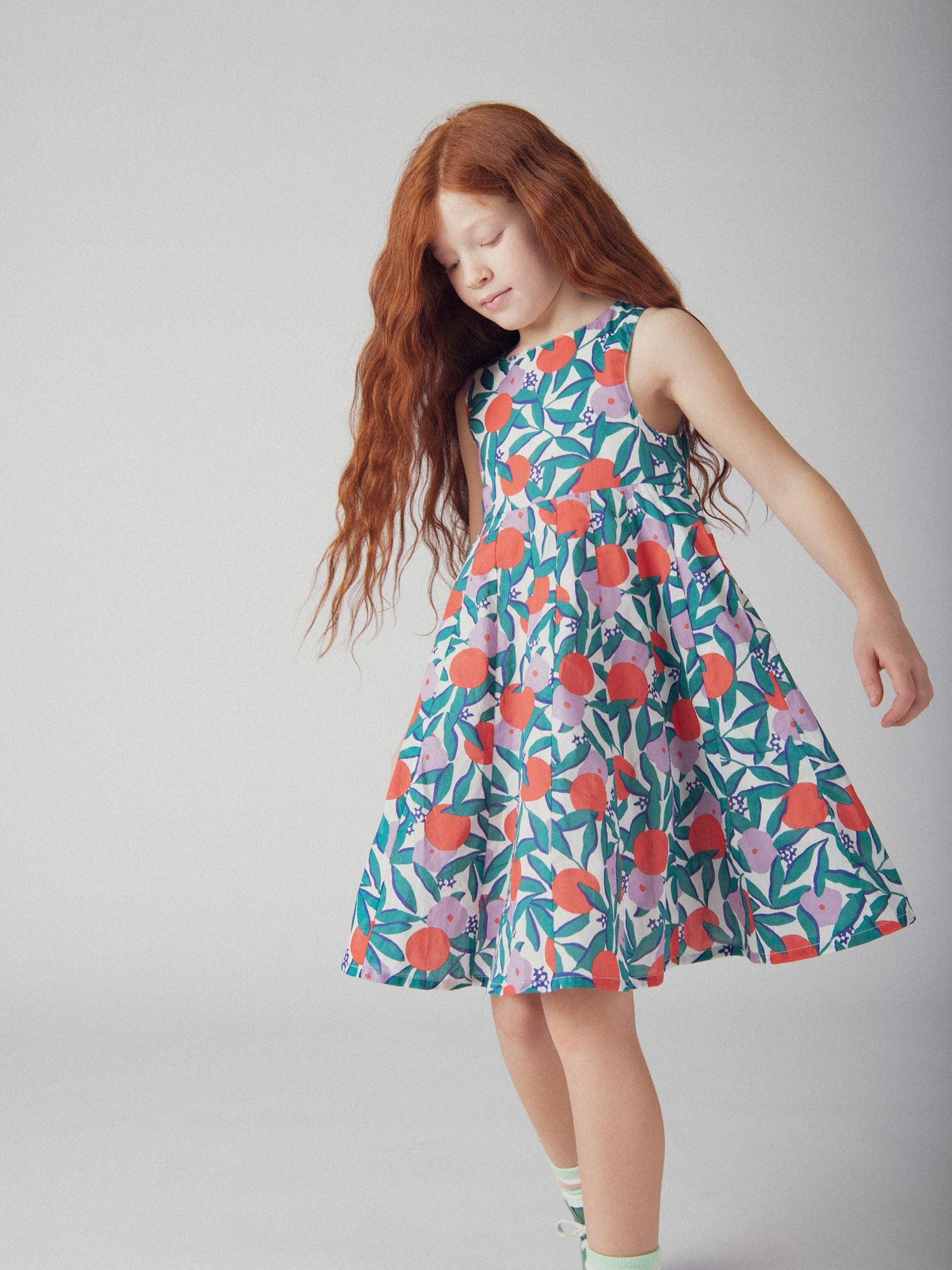 Robe sans manche à imprimé floral pour fille