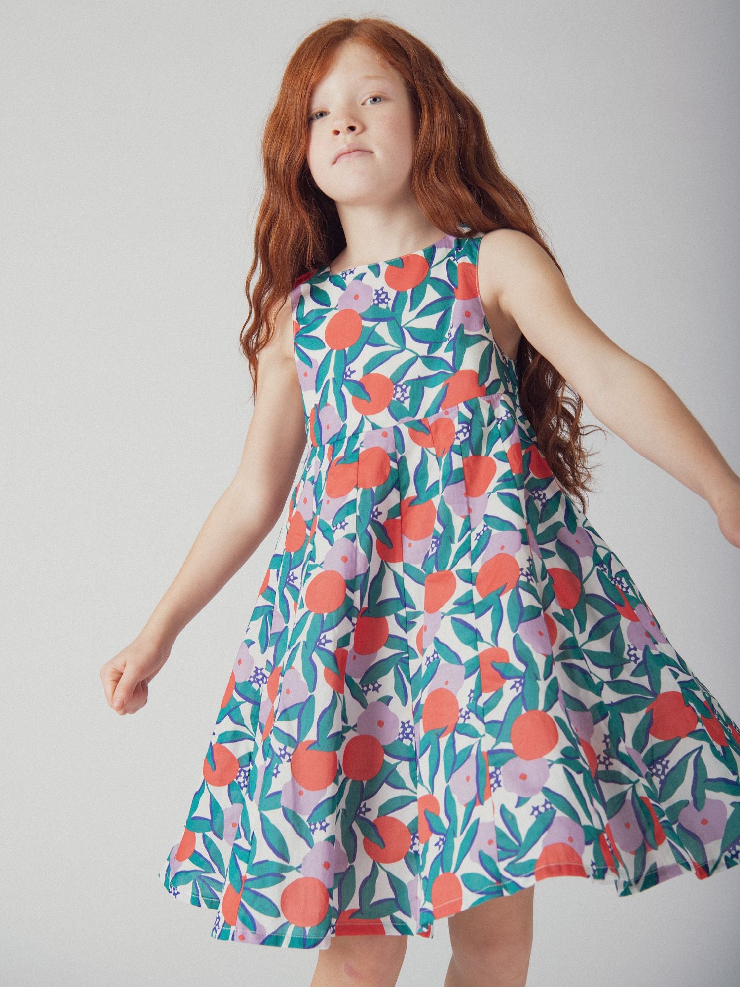 Robe sans manche à imprimé floral pour fille