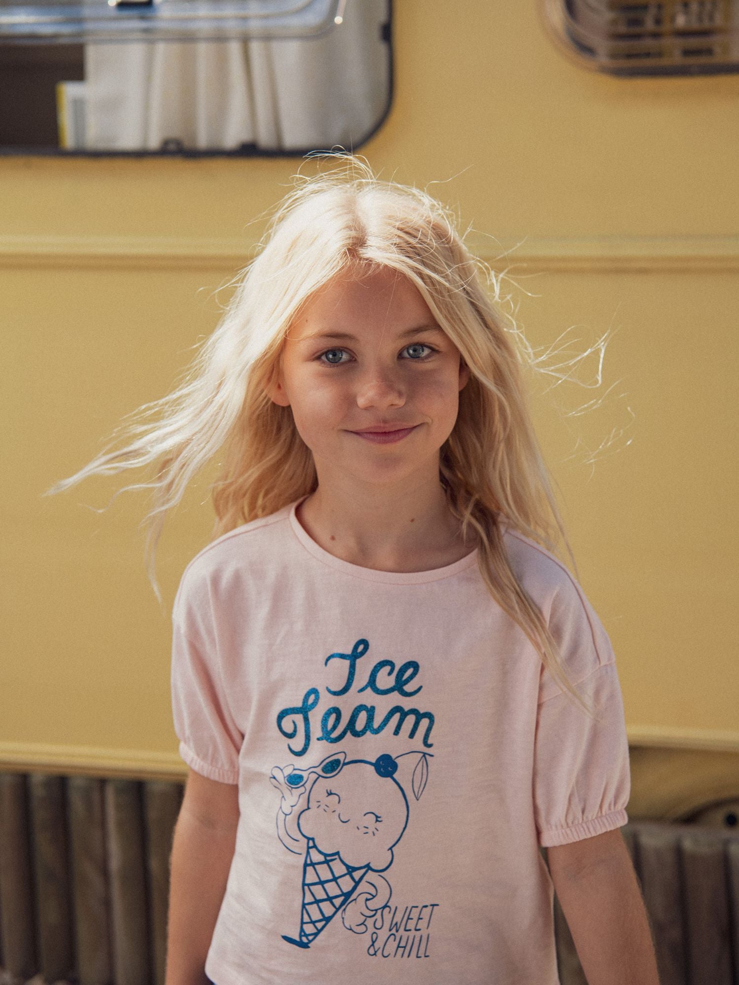 Camiseta rosa con animación de helado para chicas