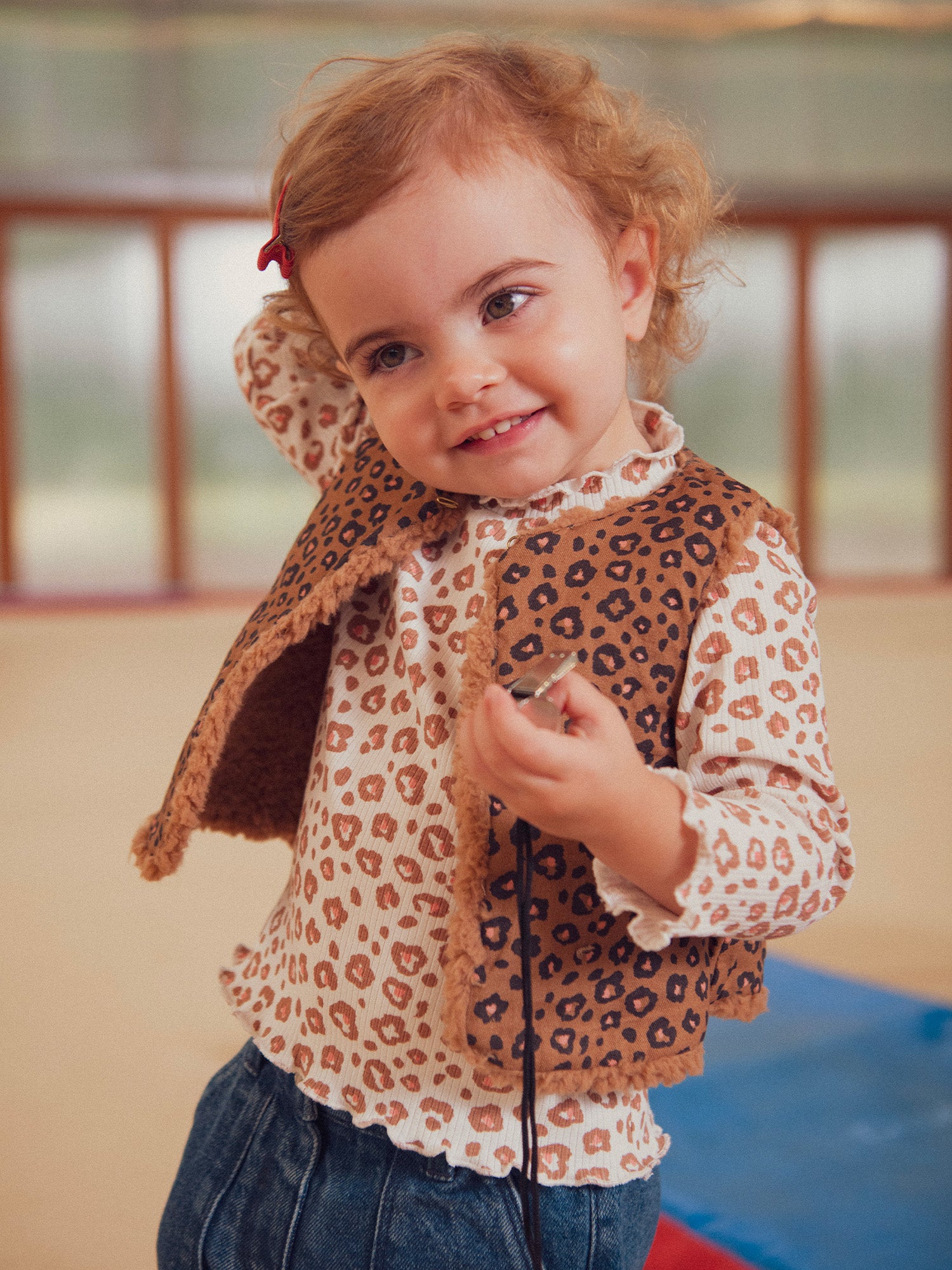 Cardigan léopard réversible pour bébé fille