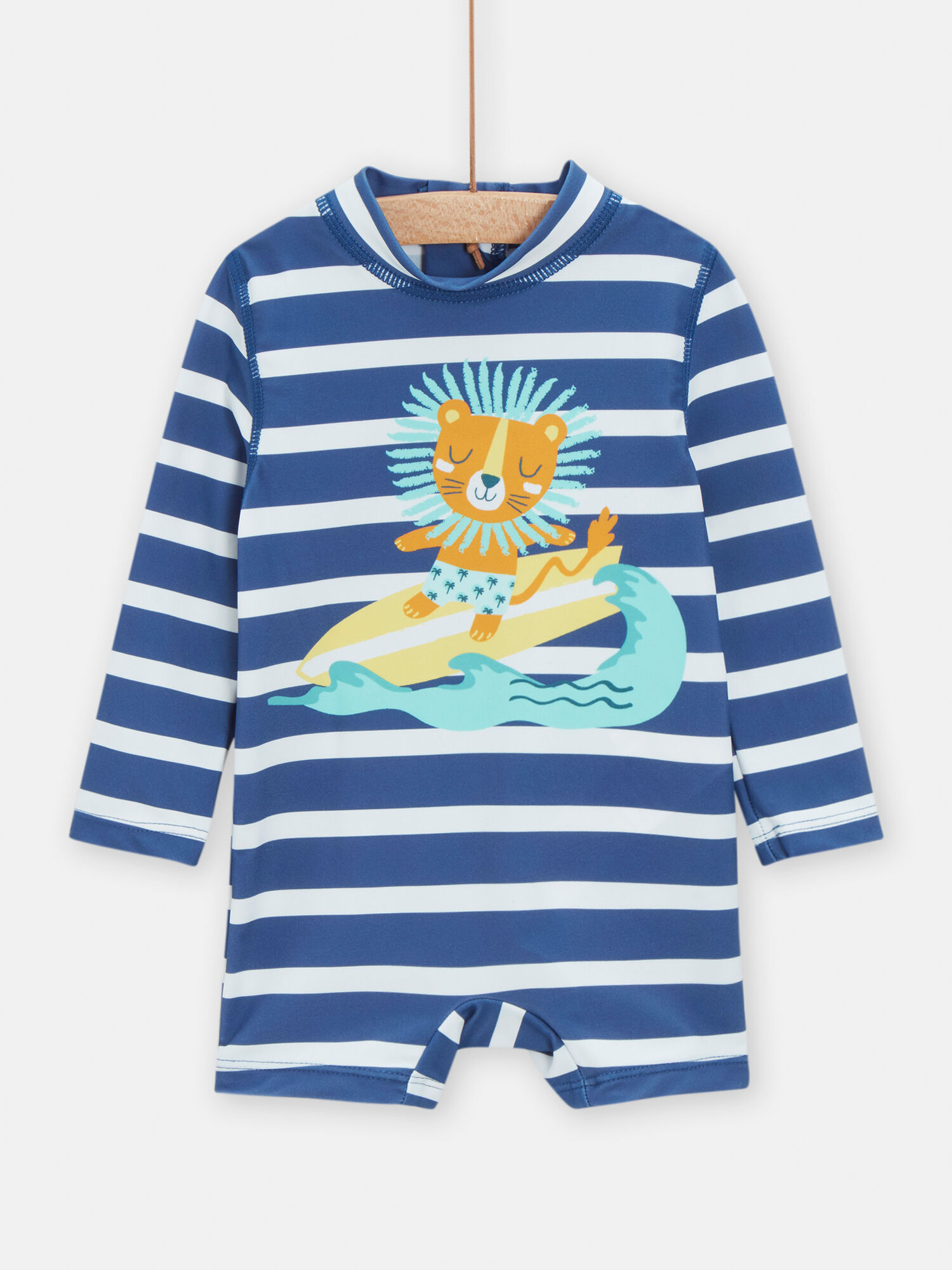 Mono de bano de color azul marino con estampado de rayas para bebe nino comprar online Trajes de bano y accesorios DPAM