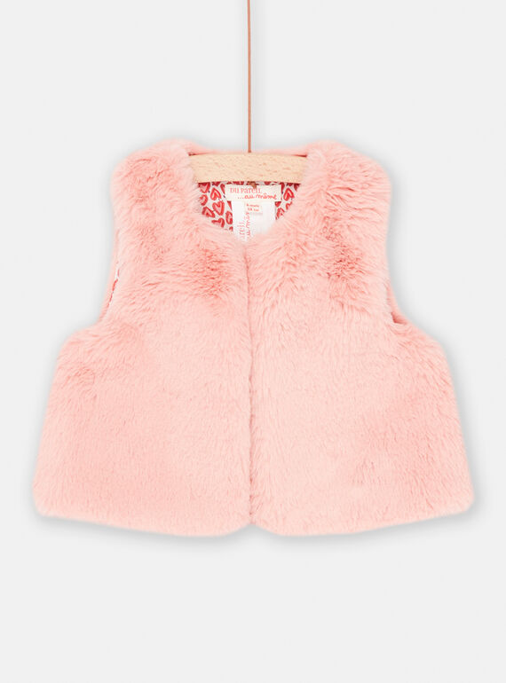 Chaleco rosa té de pelo artificial para bebé niña SIFORCAR2 / 23WG09K2CARD329