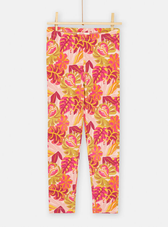 Leggings de color rosa y naranja con estampado exótico SYACOULEG / 23WI01L1CALD329
