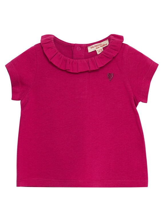 Camisita de manga corta de color fucsia para niña recién nacida JIJOBRA9 / 20SG09T2BRA310
