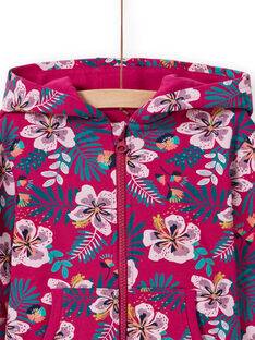 Sudadera de chándal de color fucsia con capucha y estampado floral para niña MAJOHAUJOG1EX / 21W90115JGHD312