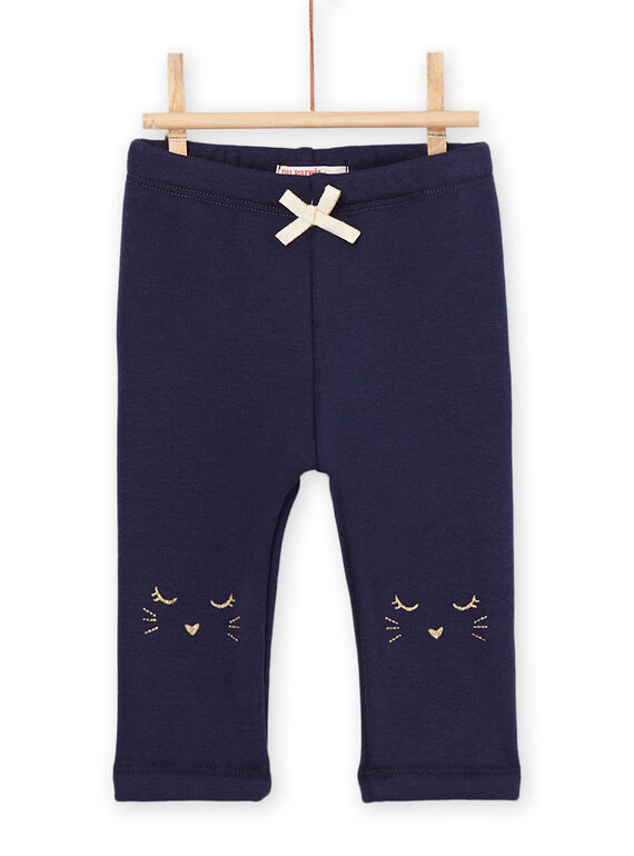 Pantalón azul medianoche con estampado de cara de animal en las rodillas PIJOPANDOU2 / 22WG09D3PANC205