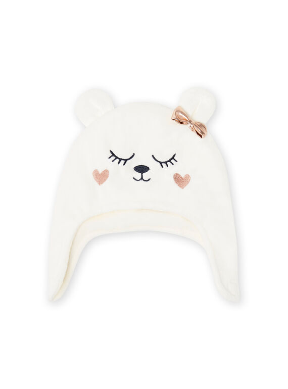 Gorro de color crudo con estampado de gato soft boa para bebé niña MYIPLABON1 / 21WI0962BON001