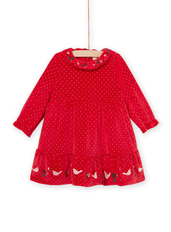 Vestido de manga larga de terciopelo con dibujo de lunares PINOROB1 / 22WG09V1ROBF529