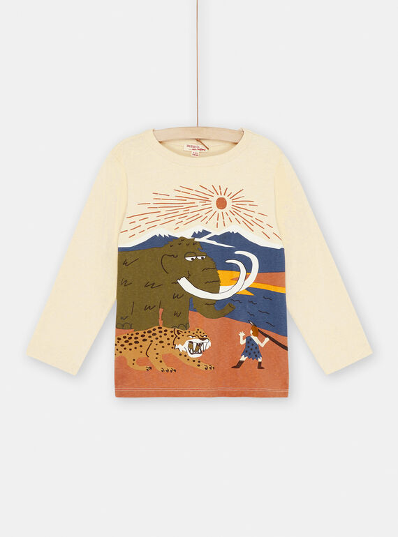 Camiseta crema y blanca con estampados de la prehistoria SOCOUTEE5 / 23W902L5TMLA002